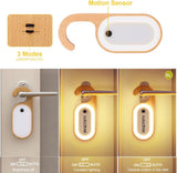 Load image into Gallery viewer, Wooden Message Motion Sensor Night Light with Memo Stickers, Doorknob Board LED Lamp, Rechargeable Doorhandle Hook Design for Bedroom, Bathroom, 2Pack