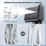 Load image into Gallery viewer, Travel Steamer for Clothes, 1200W Clothes Steamer Handheld, Portable Steamer &amp; Iron 2 in 1, 100ML Large Water Tank, 10s Fast Heat Up, 15mins Steaming