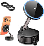 Load image into Gallery viewer, Car Mount Charger [15W Fast Wireless Charging, 120+ LB Strongest Suction &amp; 2800gf Strongest Magnetic] 360° Adjustable Car Phone Holders