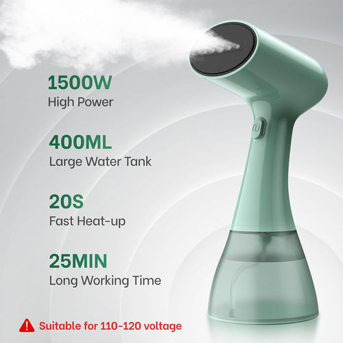 Clothes steamer handheld with Ultra Large 400ml Water Tank, 1500W High Power, 20S Fast Heat-up,Wrinkle Remover,Portable